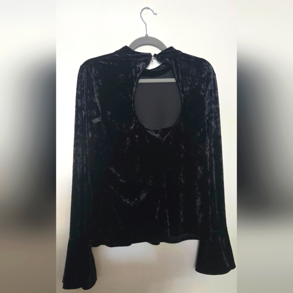 Parker Black Cut Out Blouse with Mandarin Collar